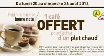 COUPON Cafétéria Casino ! Un café offert pour l’achat d’un plat chaud