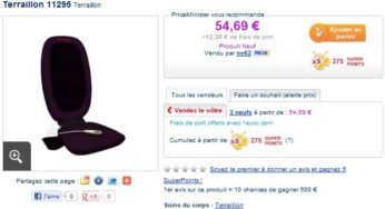 LE PLUS BAS PRIX ! Siège de massage Terraillon Shiatsu à seulement 54,69 euros (entre 80 et 100 euros sur les autres sites)