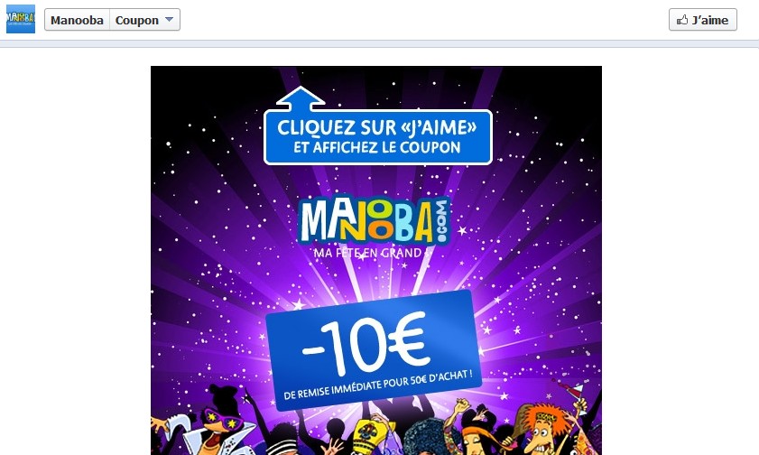 10 euros de réduction immédiate sur Manooba (déguisements et articles de fête)