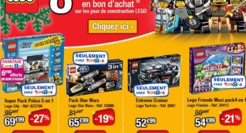 50 euros d’achat de jouet/s Lego = 8 euros offerts chez Toys’R Us