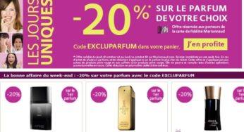 CODE PROMO Marionnaud -20% sur le parfum de votre choix jusqu’au 22 octobre (matin 8h)