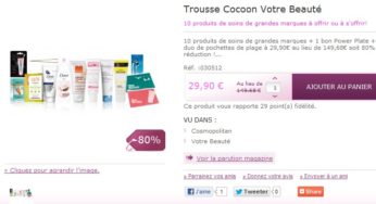 Promo : 10 produits soins femme de marque + trousse de toilette à seulement 29,90 euros au lieu de 149.68 euros (80% de réduction)