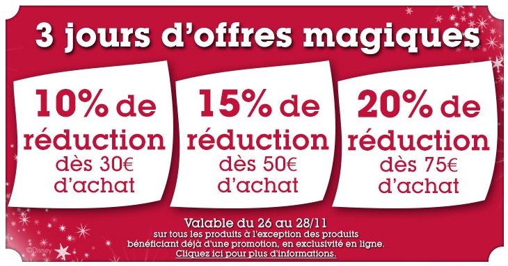 Disney Store ! de 10 à 20% de réduction immédiate sur tout le site jusqu’à demain soir