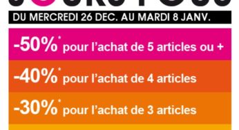 PROMO KIABI ! 5 articles achetés = 50% de réduction immédiate (-40% pour 4 articles, -30% pour 3 articles, -20% pour 2 articles)