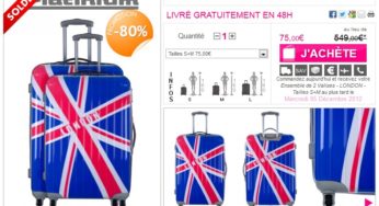 Vente 24h MOINS 80% ! Ensemble de 2 Valises Rigides(Tailles S+M) LONDON à seulement 75 euros (port inclus) au lieu de 549 euros !