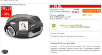 79 euros l’aspirateur Robot Simmons Trc40 (port compris) au lieu du double – SOLDES