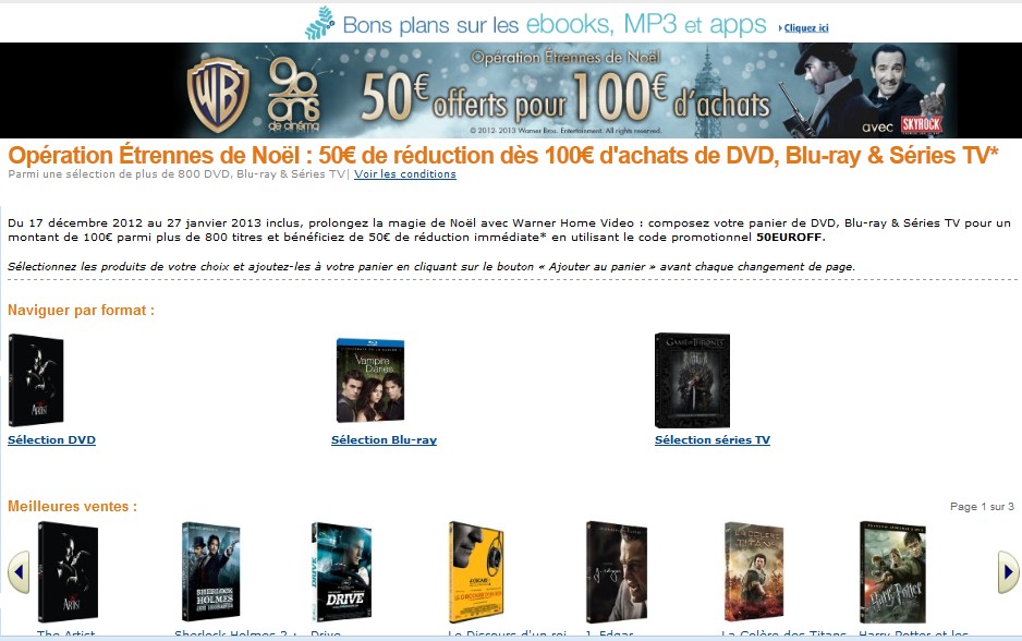 Bon plan Blu-ray/DVD Warner Bros ! 50 euros de remise pour 100 euros d’achat