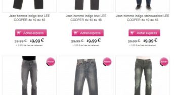 Moins 50% sur les jeans Lee Cooper chez Vet’Affaires (19,99 euros)