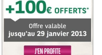 Offre spéciale 100 euros offerts pour l’ouverture d’un compte Agence en Ligne BNP Paribas (200 sur compte joint) + frais bancaire gratuit pendant 1 an