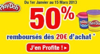 Offre de remboursement Pâte à Modeler Play-Doh – 50% de remboursé pour 20 euros d’achat