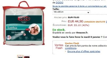 Vente Flash Couette Dodo 140x200cm anti-acariens et anti-tâches à moins de 45 euros (port inclus) au lieu de 78 euros