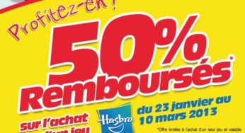 50% remboursés sur les jeux Hasbro (ODR)