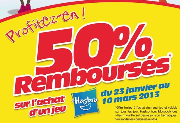 50% remboursés sur les jeux Hasbro (ODR)