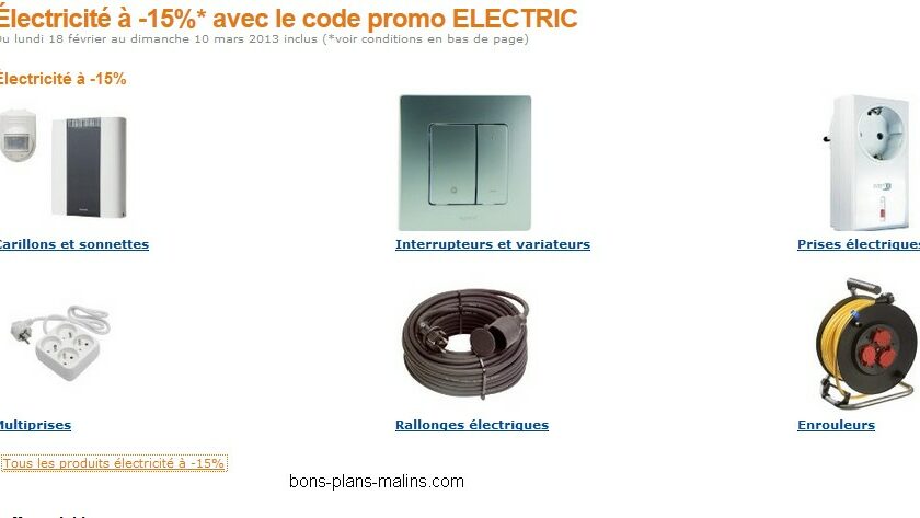 CODE PROMO AMAZON ! Moins 15% sur matériels Électrique (Multiprises, Interrupteurs, Prises, Rallonges…)