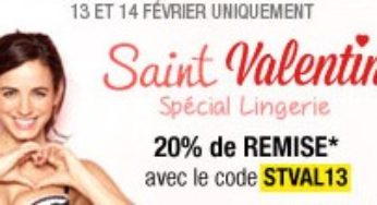 Code promo moins 15% sur la lingerie chez Auchan (spécial Saint Valentin)