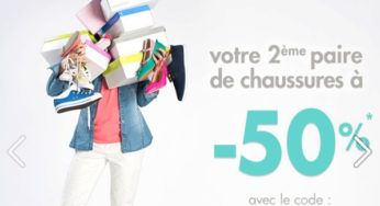 1 paire de chaussures achetée =la deuxième à moitié prix chez Gémo (code promo)