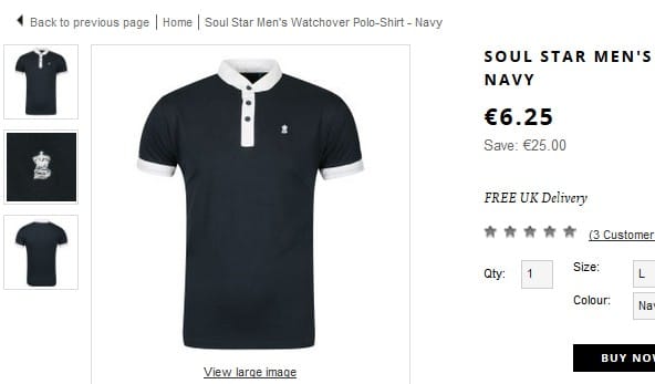 5,63 euros le Polo homme Soul Star (port inclus)