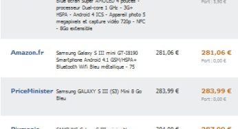 259 euros seulement le Samsung GALAXY S III Mini 8 Go débloqué livré