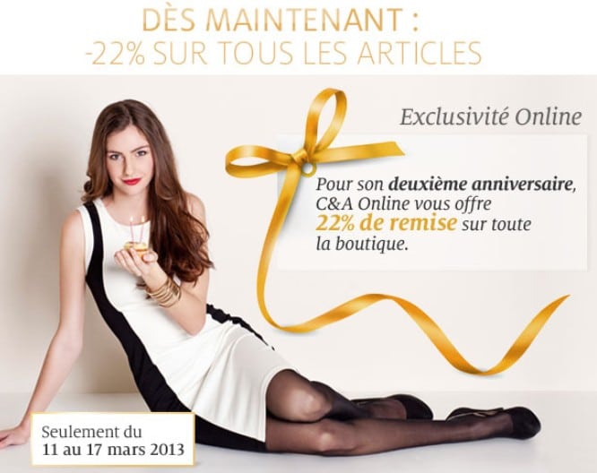 Anniversaire C&A ! Moins 22% sur tout (+livraison gratuite)