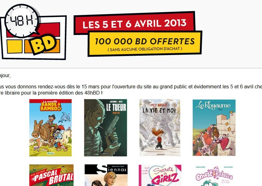 BD gratuite le 5 et 6 avril (sans obligation d’achat)