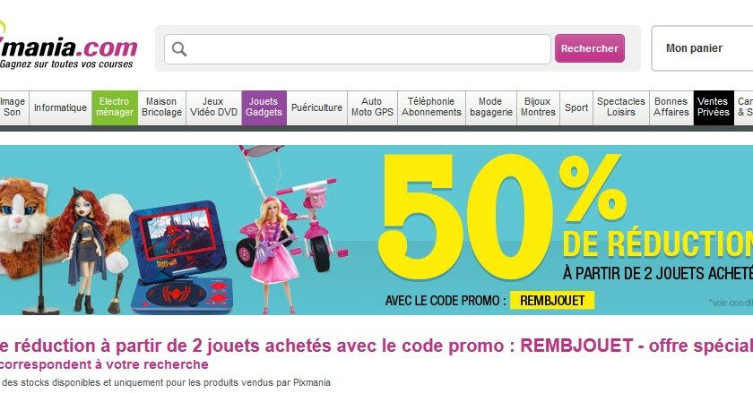 Code promo PIXMANIA : moins 50% de réduction immédiate sur les jouets