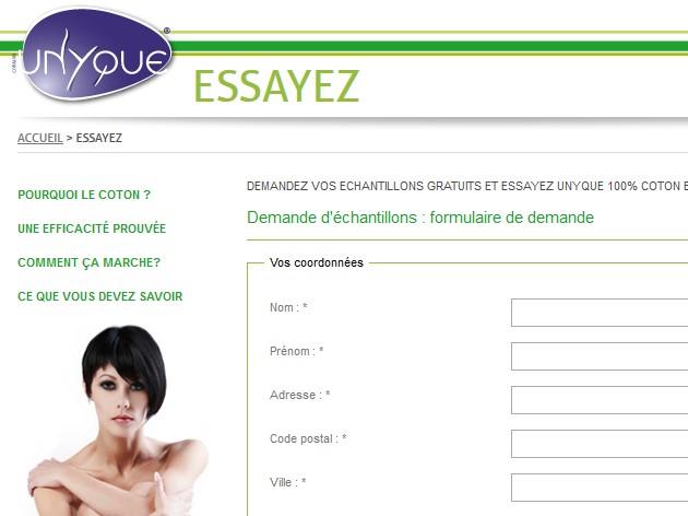 Echantillon protège slip UNYQUE gratuit