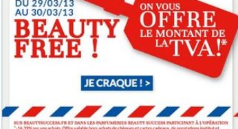 TVA offerte sur Beauty Success pendant 2 jours (livraison gratuite en boutique)!