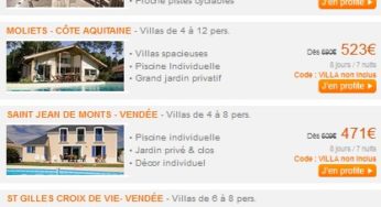 Code promo 100 et 250 euros de réductions sur location d’une villa en France ou Espagne