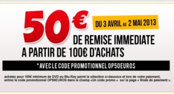 DVD/BLU-RAY 50 euros de remise immédiate pour 100 euros achats