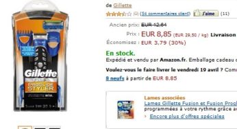 8,85 la Tondeuse Rasoir Fusion Proglide Styler 3 en 1 Gilette (+ promo autres rasoirs Gilette )