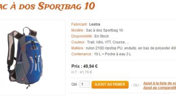 Vente flash Sac à dos vélo Lestra avec pack hydratation à seulement 25,99 euros (port inclus)