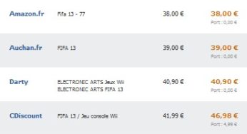 20 euro FIFA 13 pour Nintendo Wii (port inclus) – entre 30 et 40 euros ailleurs