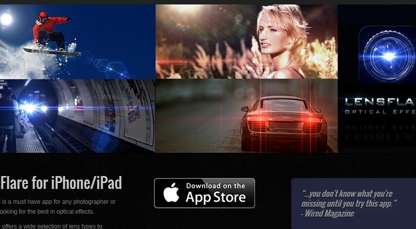 Gratuit Appli iPhone and iPad effet facteur de flare (lens flare)