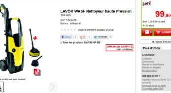 Moins de 100 euros le Nettoyeur haute Pression LAVOR WASH (au lieu de plus de 200 euros)