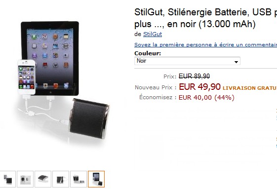 Moins de 50 euros Batterie externe USB 13.000mAh StilGut pour l’iPhone, iPad, Samsung et appareils avec micro USB