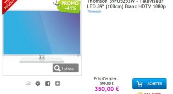 Téléviseur 39″(100cm) LED Thomson Blanc à 375 euros (port inclus) – à partir de 448 euros ailleurs⁹