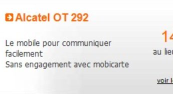 Vente flash 15 euros le téléphone Alcatel OT 292 sans engagement