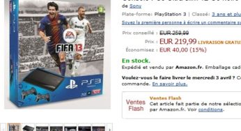 Vente Flash 219, 99 euros le pack PS3 Ultra slim 12 Go + 2 manettes Dual Shock 3 + Fifa 2013