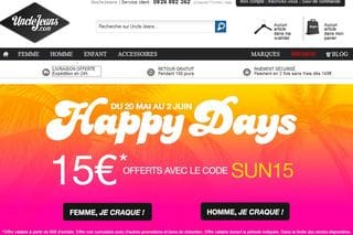 15 euros offerts pour 60 euros d’achats Uncle Jeans (livraison gratuite)