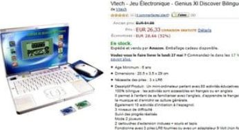 26 euros mini-ordinateur bilingue Vtech Genius XL Expert (+ de 50 € ailleurs)