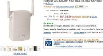 Moins de 25 euros le répéteur Wi-Fi Netgear (port inclus)