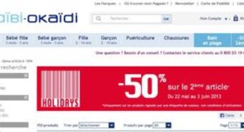 Moins 50% sur le 2éme article Okaidi-Obaibi