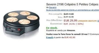 Crêpière Severin à moins de 30 euros (port inclus) au lieu de plus de 40 euros