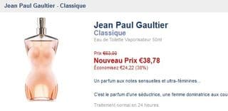 42€ Eau de Toilette 50ml J-P Gaultier Classique vapo. port inclus (au lieu de plus de 60€)