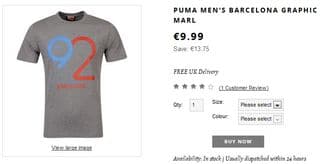T-shirt Puma à moins de 10 euros / livraison gratuite