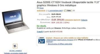 Vente flash Asus Ultraportable tactile 11,6″ à moins de 400 euros