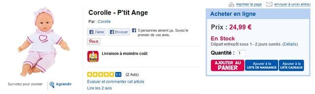 Poupon Corolle P’tit Ange à seulement 15,12 euros (port inclus)