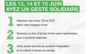 Bon d’achat FNAC contre un Livre, CD ou DVD – Collecte Nationale Fnac