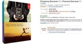 Moins de 55 euros Photoshop Elements 11 Adobe (port inclus) – entre 75 et 99€ ailleurs