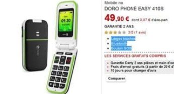 Moins 50 euros le Téléphone Doro Easy 410S (Larges touches, Bluetooth, Bouton SOS)